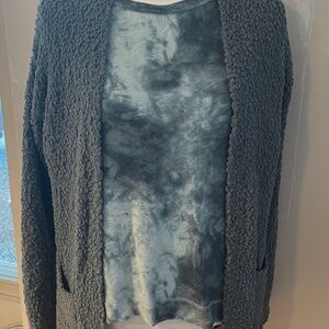 Women's teal Size M Babeau cardigan - popcorn textured